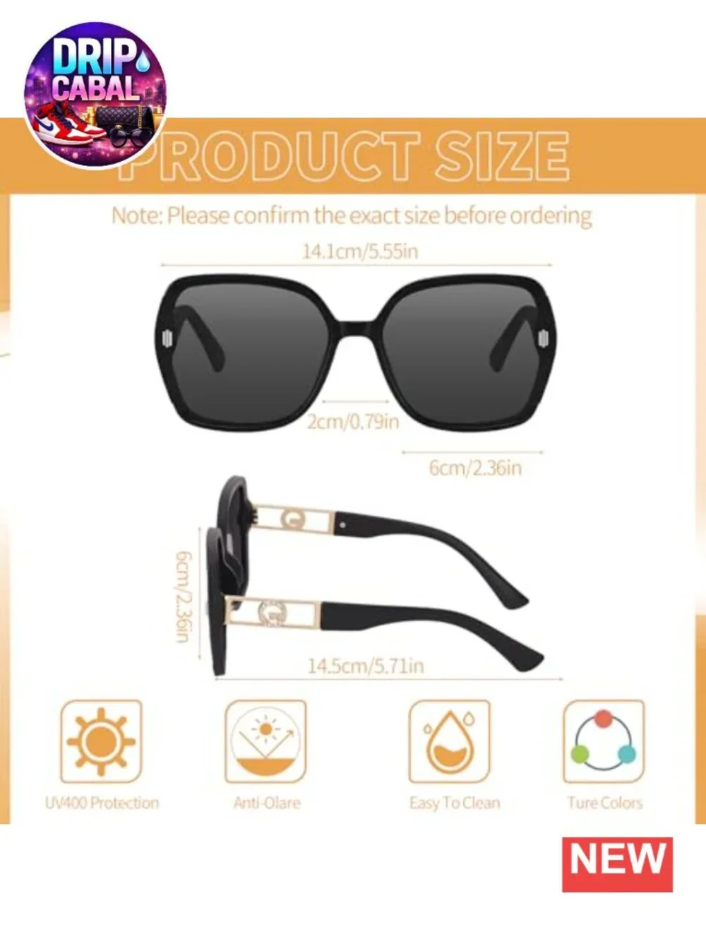 4 Pcs Retro 70s Oversized Square Sunglasses UV400 Protection Shades